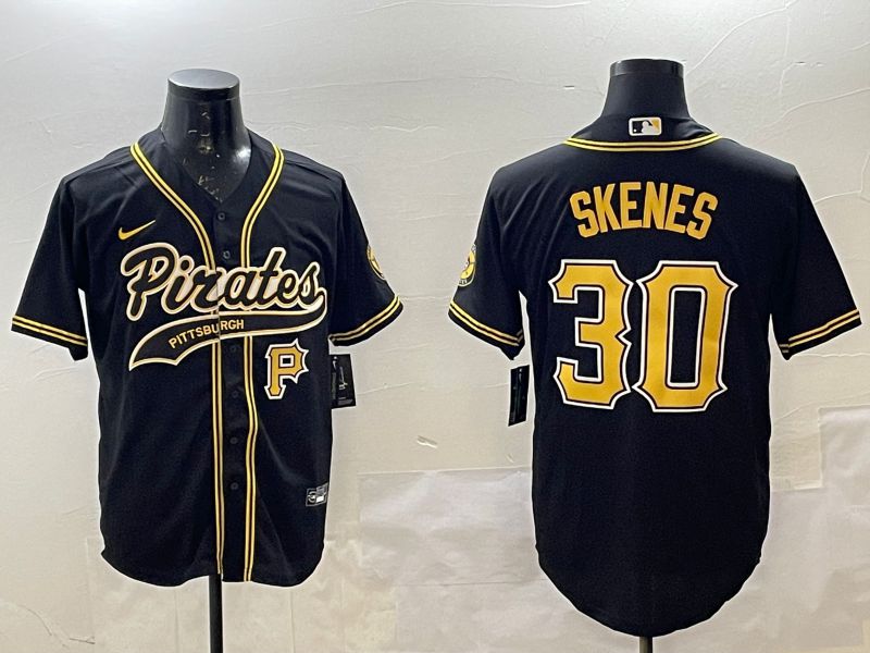 Men Pittsburgh Pirates 30 Skenes Black Joint Name Nike 2025 MLB Jersey style 6